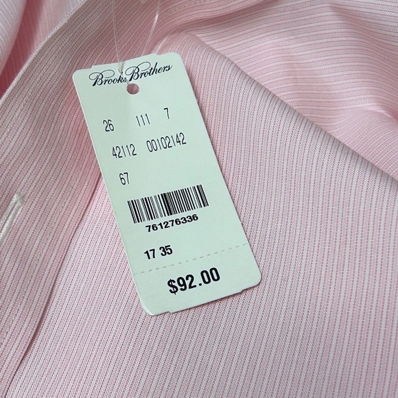 Brooks Brothers Dress Shirt Long Sleeve 100% Cotton Pale Pink White Stripe - Picture 13 of 16